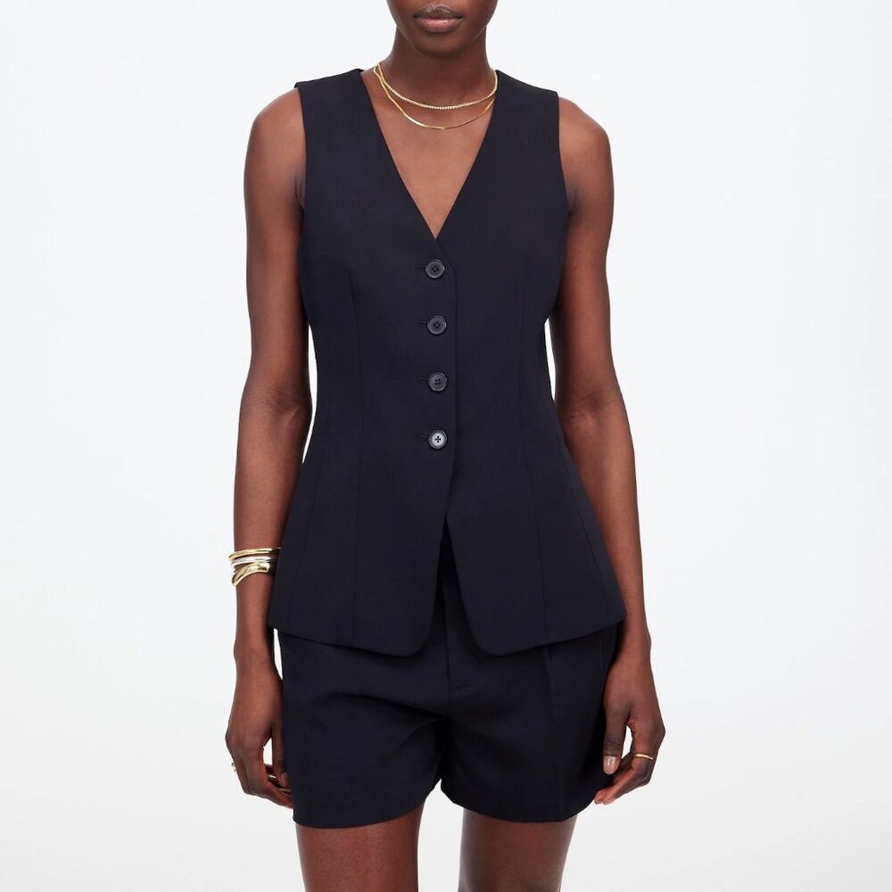 Madewell Cutaway Long Vest - NWT (4, Black)